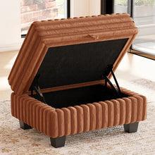 Load image into Gallery viewer, Faux Fur Storage Ottoman - Brown / Black
