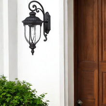 Load image into Gallery viewer, XL Cast Aluminum Glass Lantern Wall Sconce - Matte Black

