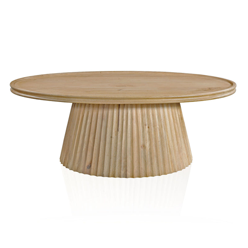 48" Solid Wood Oval Pedestal Coffee Table - Light Brown