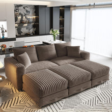Load image into Gallery viewer, Deep Seat Convertible Sofa With Soft Pillows And Ottomans
