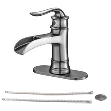 Load image into Gallery viewer, Waterfall Spout Bathroom Faucet With Single Handle And Pop Up Drain - Brushed Nickel
