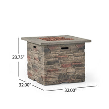 Load image into Gallery viewer, Classic Design Square Fire Pit With Top And 40, 000 Btu Heat Output - Stone Gray
