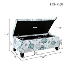 Load image into Gallery viewer, Luxury Storage Ottoman With Floral Patterned Fabric, Soft-Close Hinges, Multi Functional
