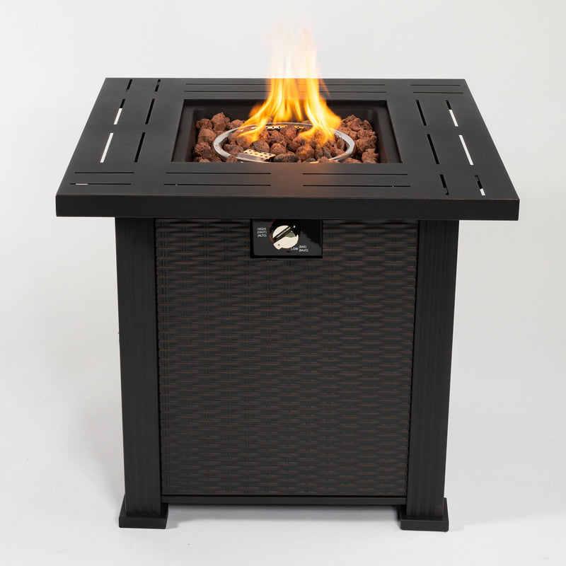 Square Fire Pit Table - Brown