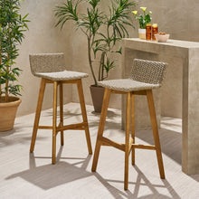 Load image into Gallery viewer, Equinox - Outdoor Barstool With Rattan Wicker Top And X Stretcher Frame (Set of 2)

