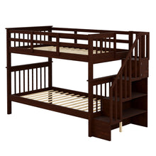 Load image into Gallery viewer, Stairway Twin-Over-Twin Bunk Bed with Storage and Guard Rail for Bedroom, Dorm, Espresso color(OLD SKU :LP000109AAP)
