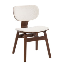 Load image into Gallery viewer, Modern Boucle Fabric Upholstered Side Chair, Bentwood Frame - White / Walnut
