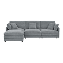 Load image into Gallery viewer, L-Shaped Sectional Sofa With Ottoman, Convertible 4 Seater Couch
