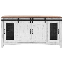 Load image into Gallery viewer, Solid Cabinet Enclosed Storage Distressed TV Stand - White
