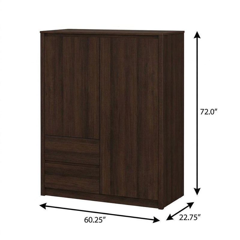 Solid Wood Mirrored Four Door Combo Dresser (765072) - Coffee