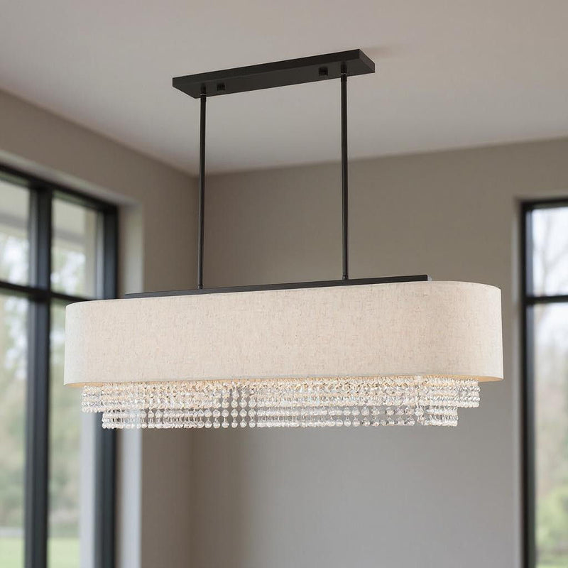 21" Five Light Dimmable Chandelier With Shades - Bronze