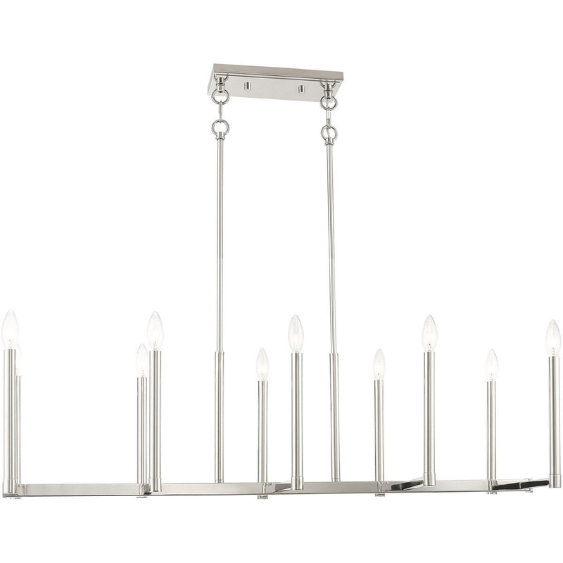 18'' Ten Light Dimmable Chandelier With Shades - Nickel