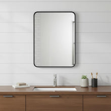 Load image into Gallery viewer, 35" Metal Floating Framed Bathroom Vanity Mirror - Black
