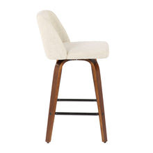 Load image into Gallery viewer, Toriano - Mid-Century Modern Counter Stool, Square Footrest (Set of 2) - Walnut / Cream
