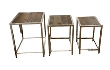 Load image into Gallery viewer, Solid Wood Nested Tables (Set of 3) - Silver And Brown
