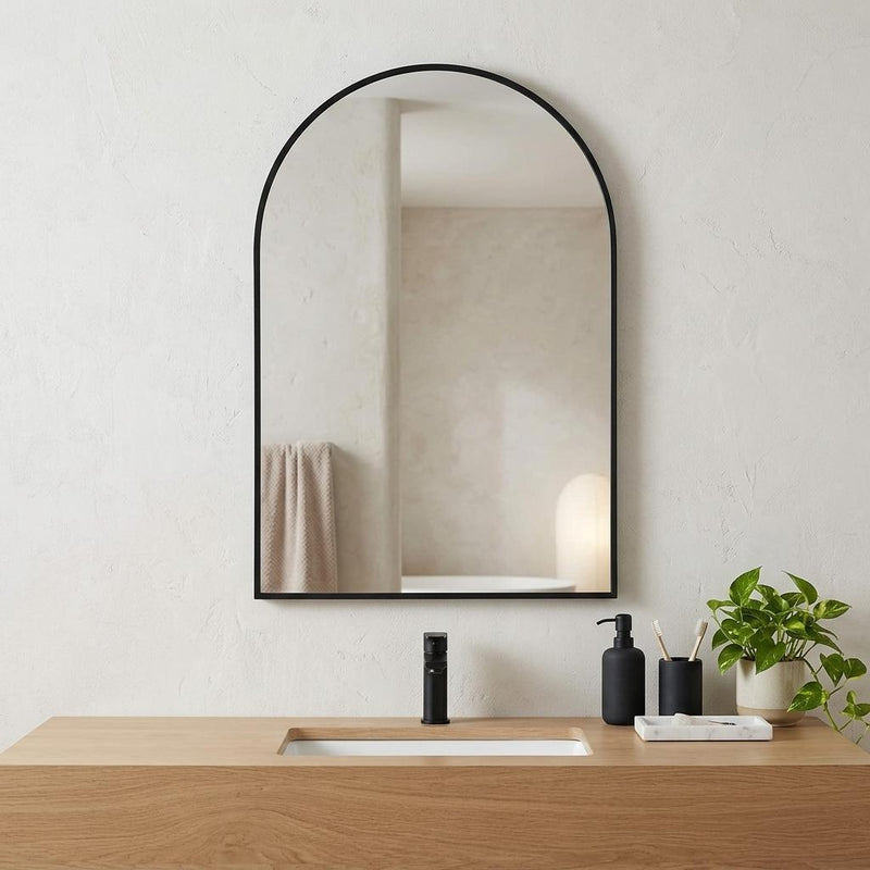Aluminum Arch Framed Bathroom Vanity Mirror (756074) - Black