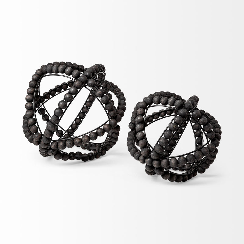 Bead Decorative Orb Sculpture - Black