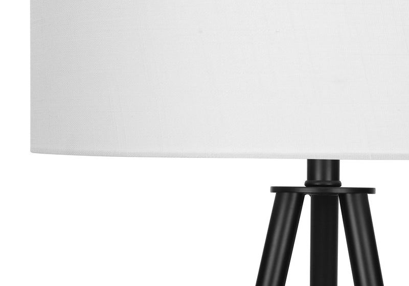 Floor Lamp With Cream Drum Shade - Matte Black