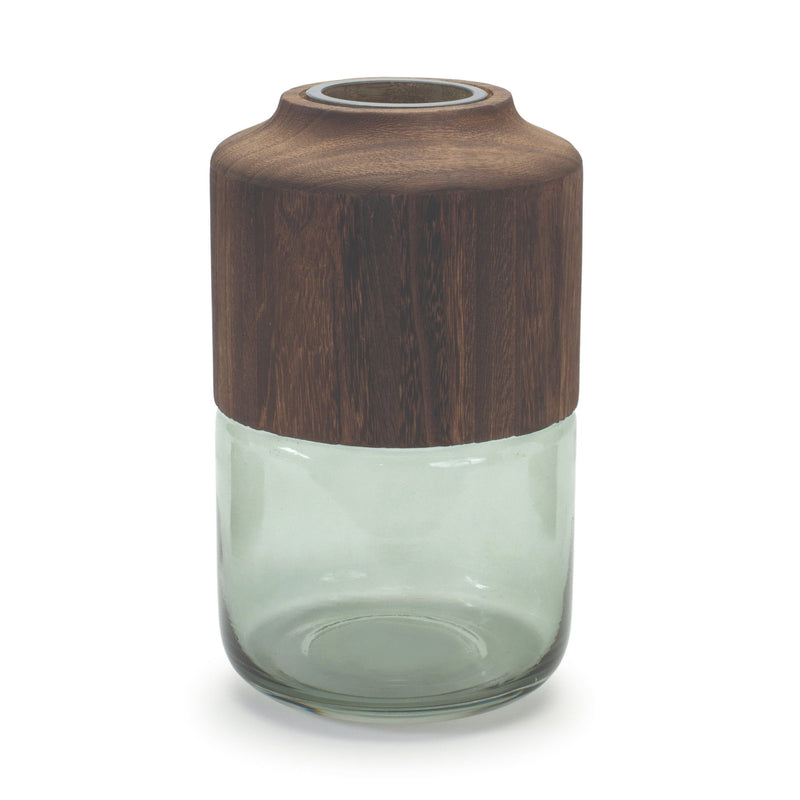 Round Table Vase With - Brown / Sage