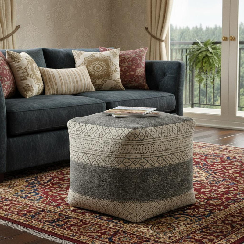 Cotton Ottoman Square - Cream