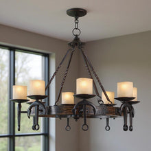 Load image into Gallery viewer, Eight Light Resin Dimmable Chandelier With Shades - Bronze / Cream
