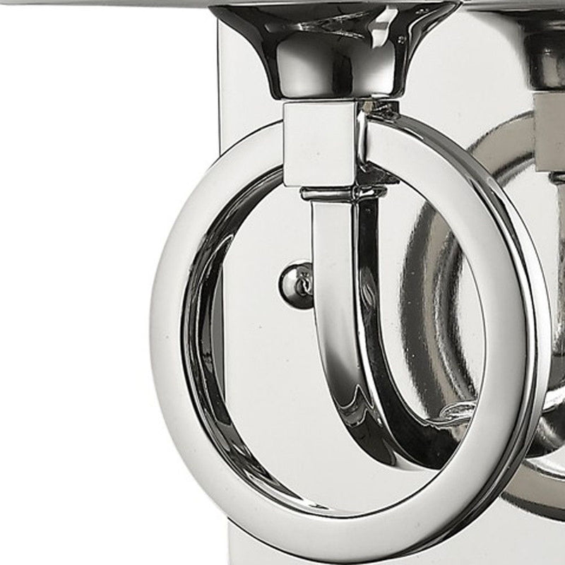 Metal Wall Light With Frosted Glass Shade - Silver