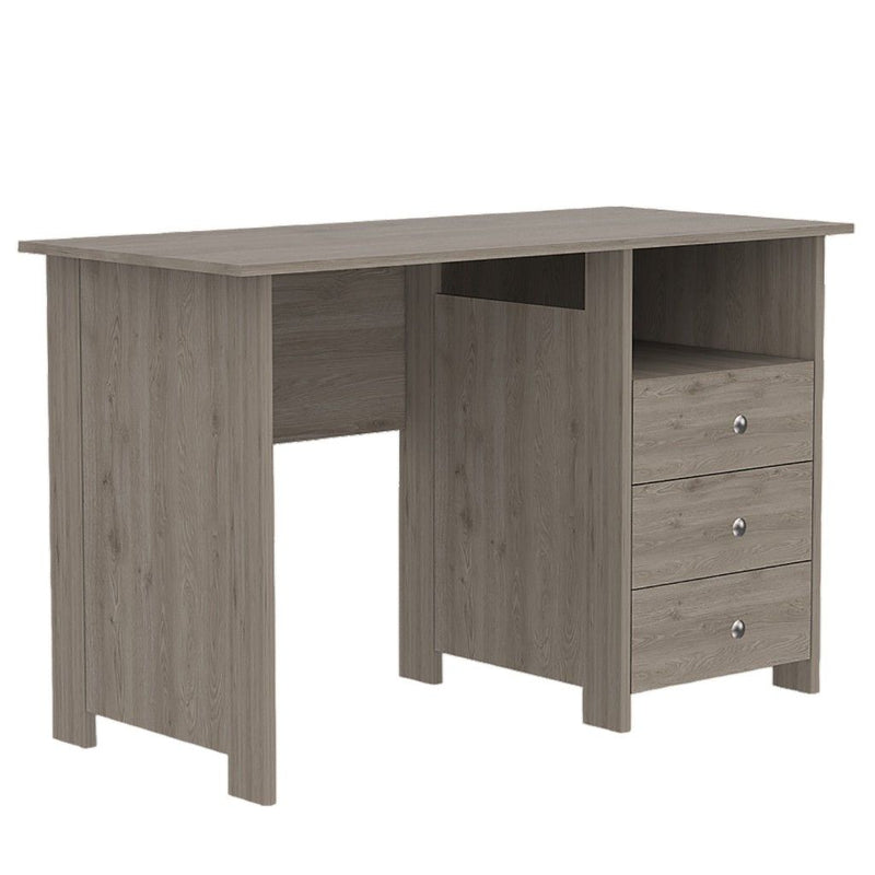 Computer Desk With Three Drawers (403799) - Light Gray / Brown