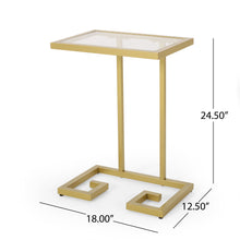Load image into Gallery viewer, Modern Glam C Shaped End Table With Tempered Glass Top - Gold
