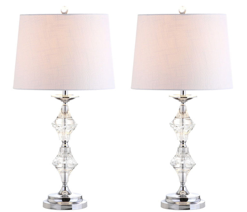 Novelty Bedside Lamps With Drum Shades (Set of 2) - Clear