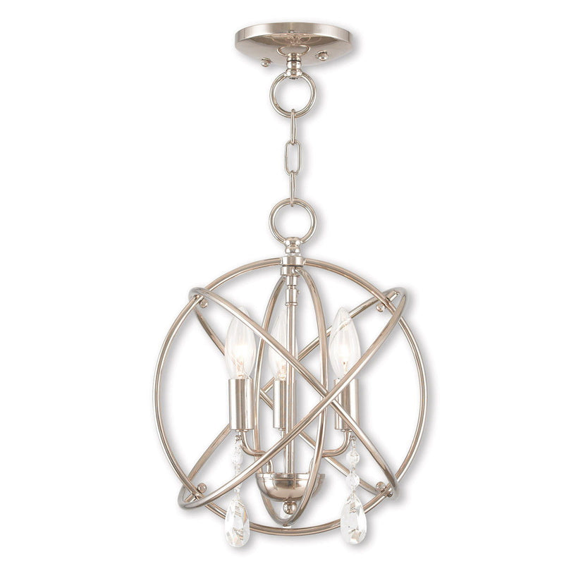 14'' Three-Light Dimmable Chandelier With Shades - Nickel