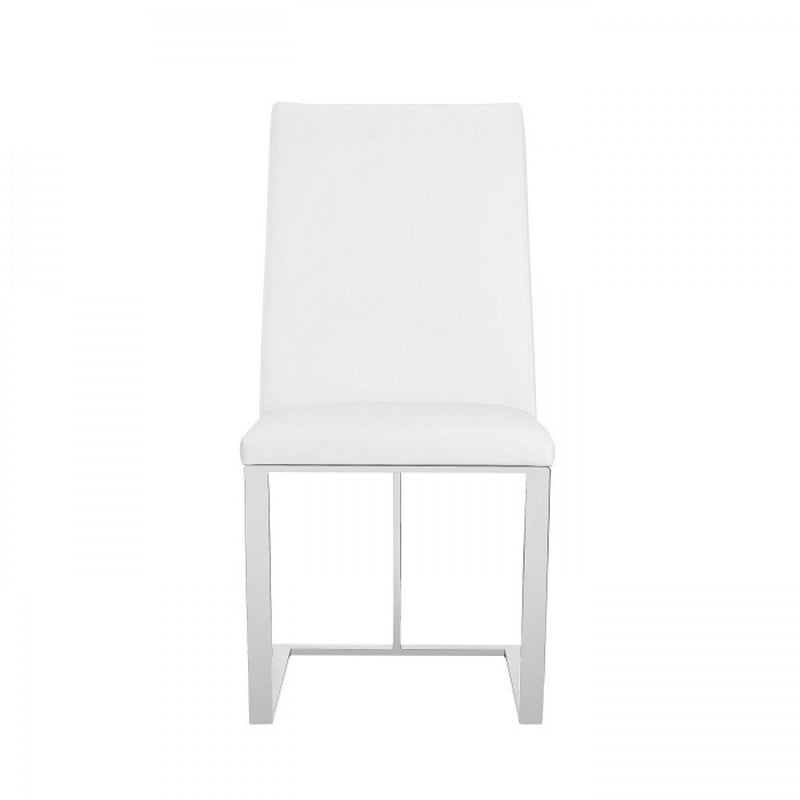 Modern Upholstered Faux Leather Dining Side Chair - White