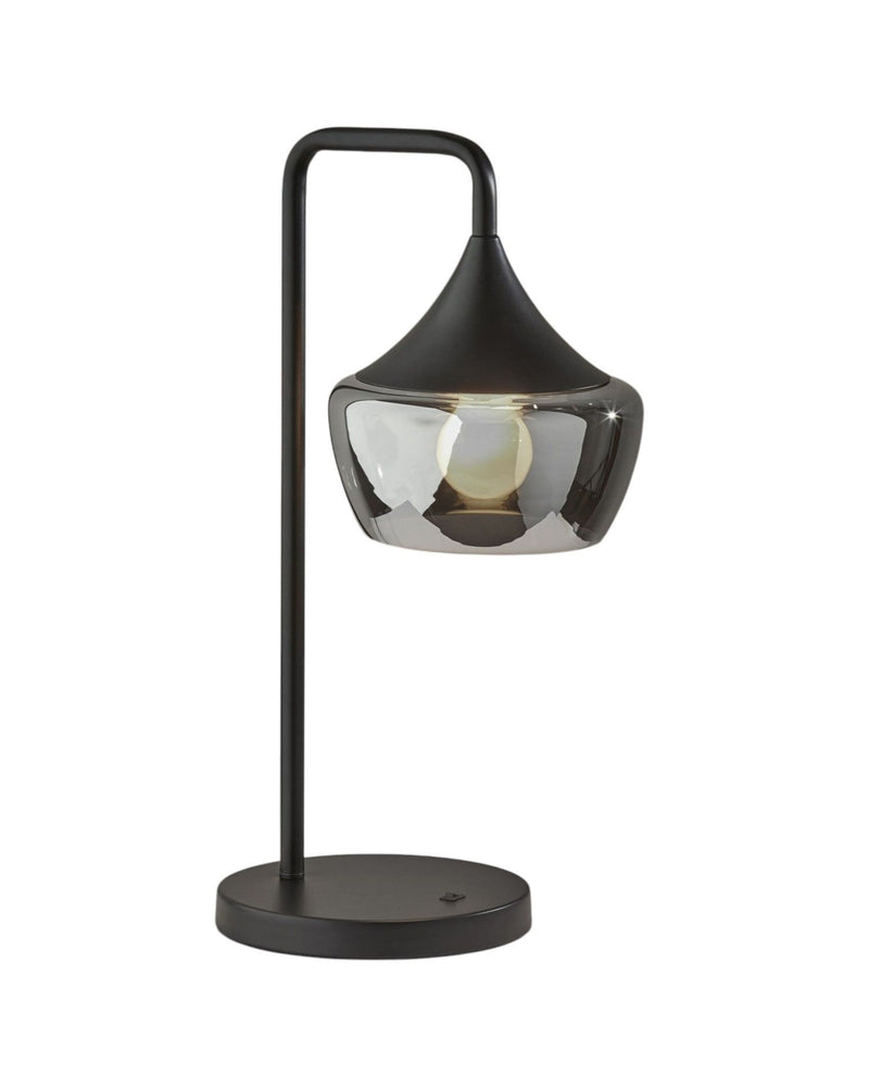 Gnome Smoked Glass Metal Table Lamp - Black
