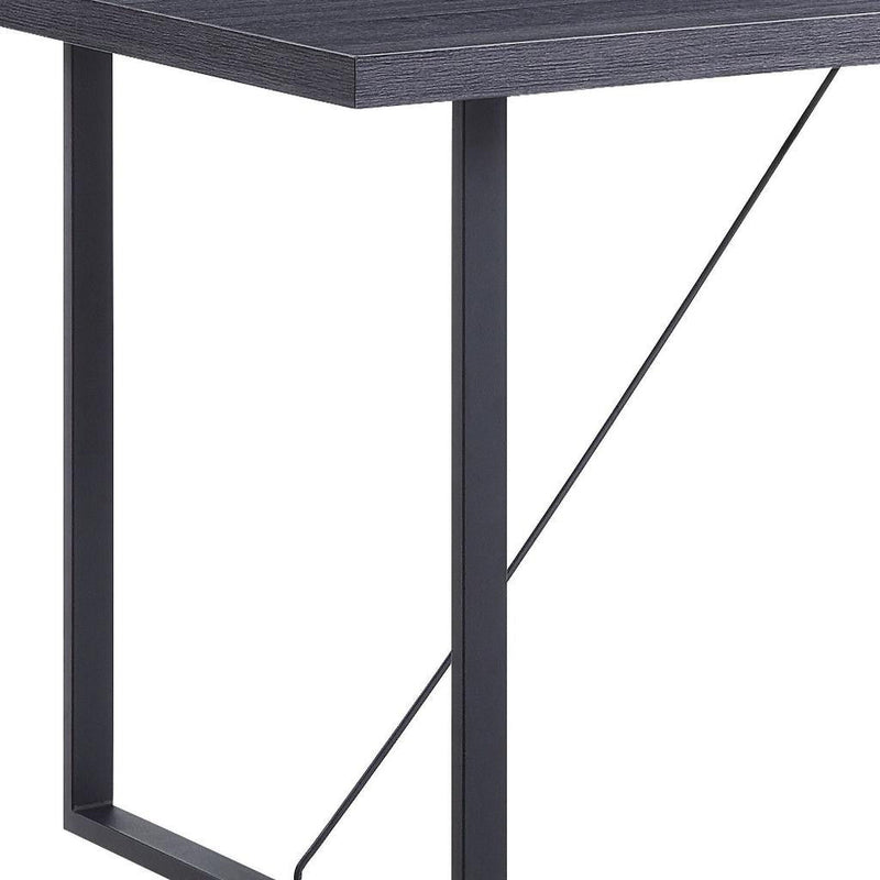 Wood Iron Sled Base Dining Table - Dark Gray / Black