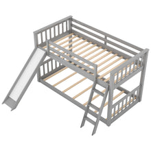 Load image into Gallery viewer, Twin over Twin Bunk Bed with Convertible Slide and Ladder, Gray
