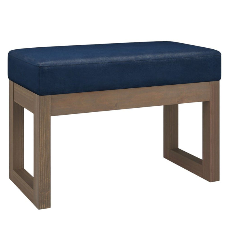 Leather Footstool - Blue / Brown