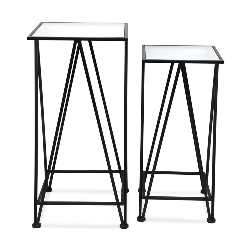 Mirrored Square Nested Tables (Set of 2) - Silver