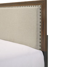 Load image into Gallery viewer, Panel Bed With Fabric Upholstered Tufted Nailhead Trim Headboard
