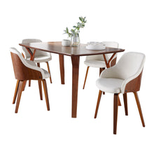 Load image into Gallery viewer, Folia Bacci - 5 Piece Mid-Century Modern Dining Set - Walnut / Cream
