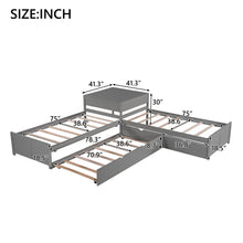 Load image into Gallery viewer, L Shaped Platform Bed With Trundle And Drawers Linked With Built In Desk
