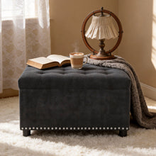 Load image into Gallery viewer, Square Tufted Storage Ottoman With Nailhead Trim
