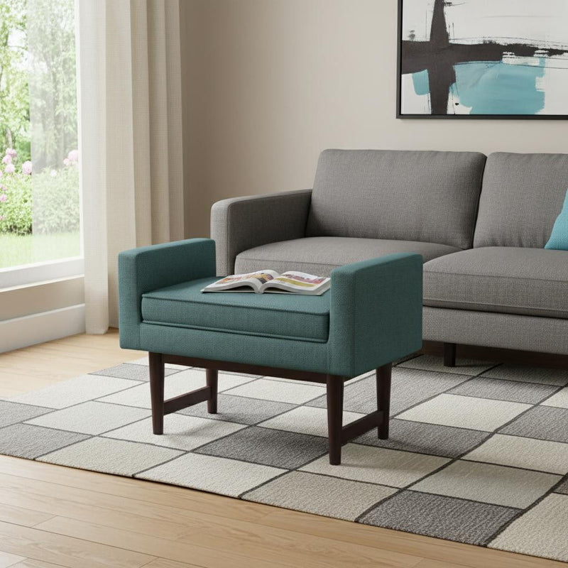 Ottoman - Teal Blue / Walnut