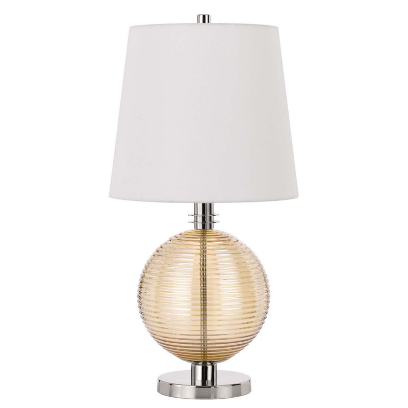 Metal Globe Table Lamp With White Empire Shade - Nickel