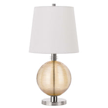 Load image into Gallery viewer, Metal Globe Table Lamp With White Empire Shade - Nickel
