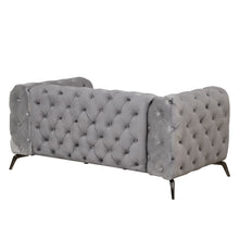 Load image into Gallery viewer, 63&quot; Velvet Upholstered Loveseat Sofa,Modern Loveseat Sofa with Button Tufted Back,2-Person Loveseat Sofa Couch for Living Room,Bedroom,or Small Space,Gray
