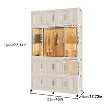 Load image into Gallery viewer, Portable Wardrobe Closet Storage Organizer With 17 Magnetic Doors, 17 Cubes, Hanging Rod &amp; 6 Hangers - Creamy White
