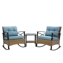 Load image into Gallery viewer, 3pcs rocking rattan set wholesale leisure chair outdoor rattan rocking chair set grey
