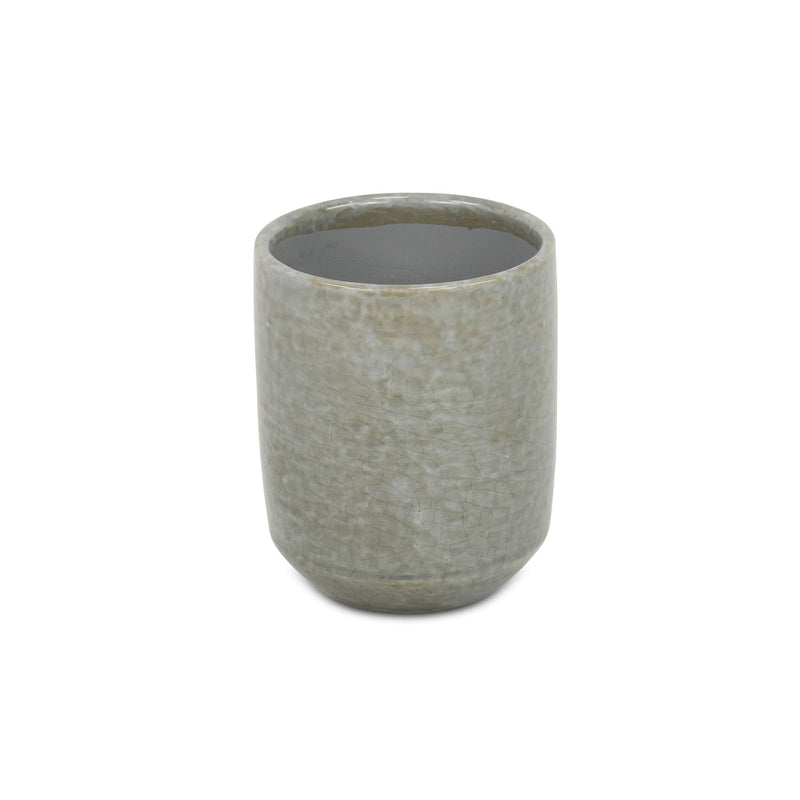 Crackle Mosaic Round Pot Planter (487390) - Gray
