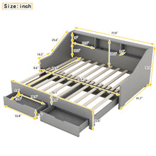 Load image into Gallery viewer, Daybed Frame With Storage Bookcases, 2 Drawers, Charging Station
