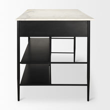 Load image into Gallery viewer, Marble Kitchen Island With Storage - White / Black
