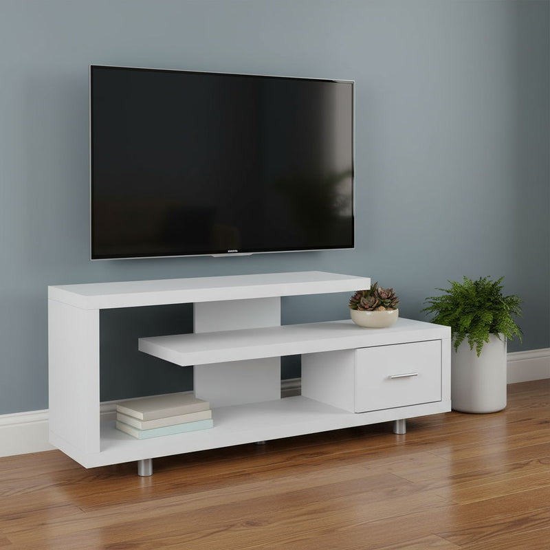 Open Shelving TV Stand - White